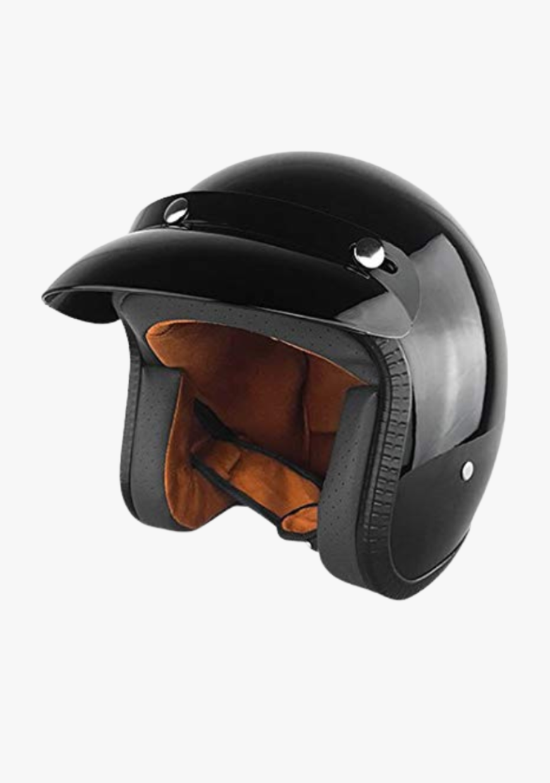 GCL Classic Style 3/4 Motorcycle Racing Helmet Gloss Black