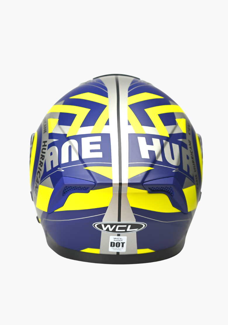 GCL Raider Full Face Motorcycle Helmet - Drop Down Tinted Visor, Quick Release Buckle, AS/NZS and ECE Approved - Blue Yellow