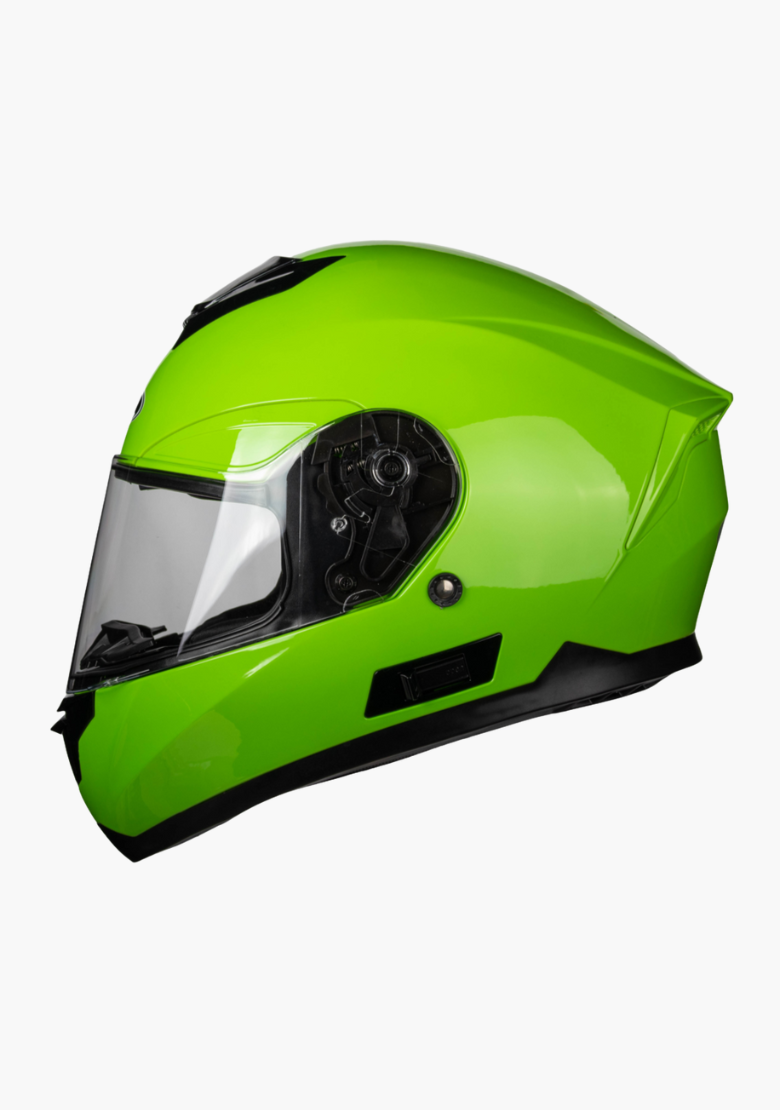 GCL Raider Full Face Motorcycle Helmet - Drop Down Tinted Visor, Quick Release Buckle, AS/NZS and ECE Approved - Lime Green