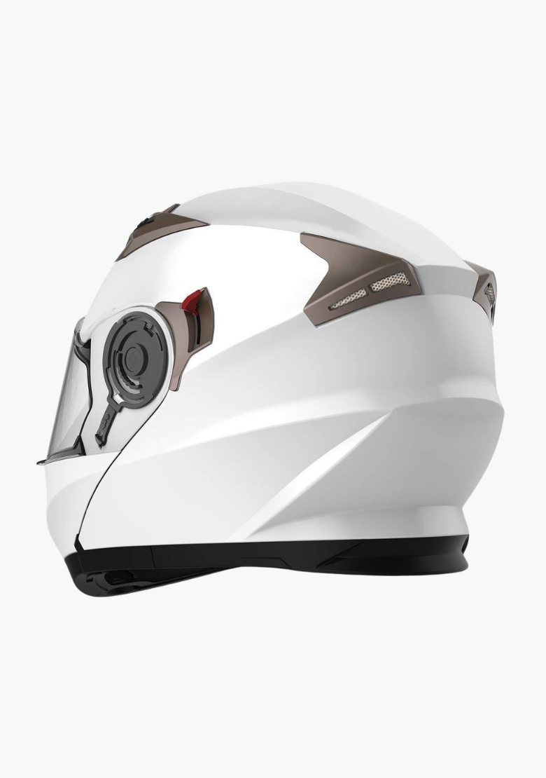 GCL Modular Full Face Motorcycle Helmet with Double Lens Visor - Gloss White