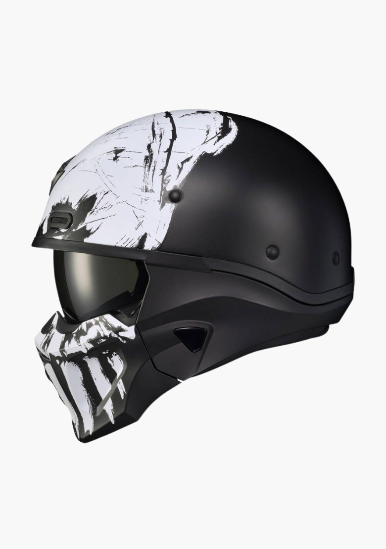 GCL 2 in 1 Striker Helmet with Removable Mask - Drop Down Tinted Visor, Quick Release Buckle, AS/NZS Approved - Skull
