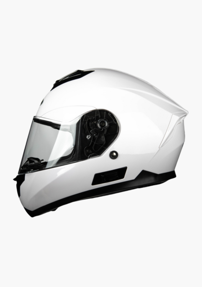 GCL Raider Full Face Motorcycle Helmet - Drop Down Tinted Visor, Quick Release Buckle, AS/NZS and ECE Approved - White