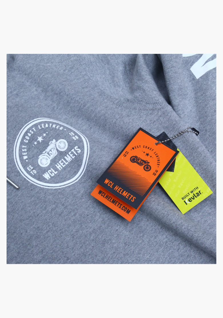 WCL Armoured Kevlar Lined Motorcycle Riding Hoodie - Charcoal Gray WCL Helmet