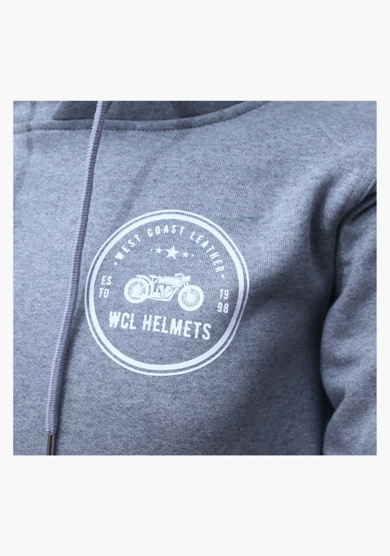 WCL Armoured Kevlar Lined Motorcycle Riding Hoodie w/t CE Level 1 Armor- Grey WCL Helmet