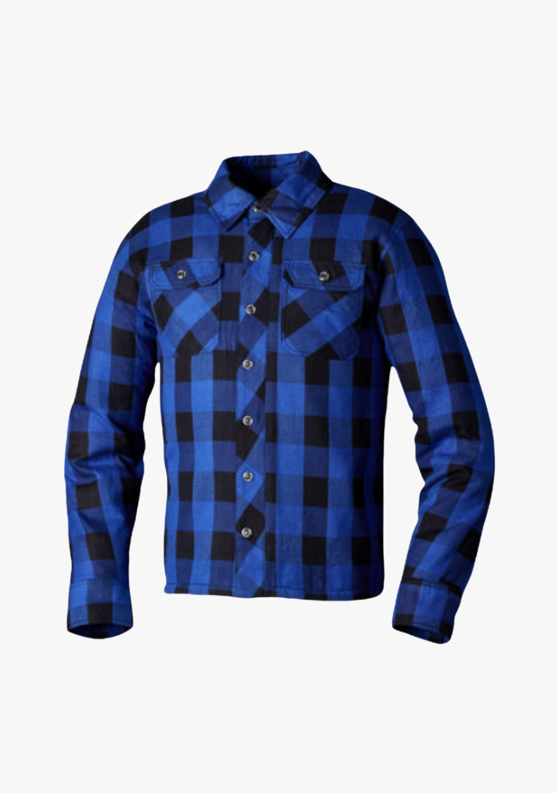 GCL Kevlar Lined Performance Motorcycle Riding Long Sleeve Flannel Shirt  W/T CE Level 1 armor - Blue