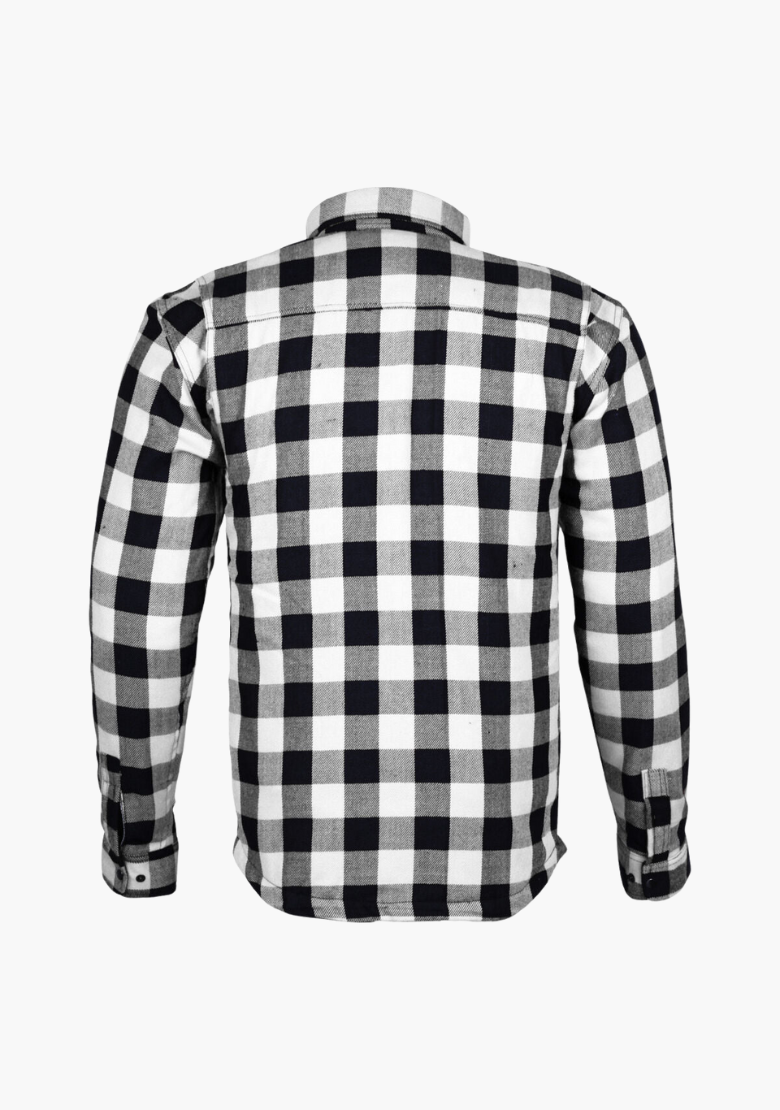 GCL Kevlar Lined Performance Motorcycle Riding Long Sleeve Flannel Shirt  W/T CE Level 1 armor - White
