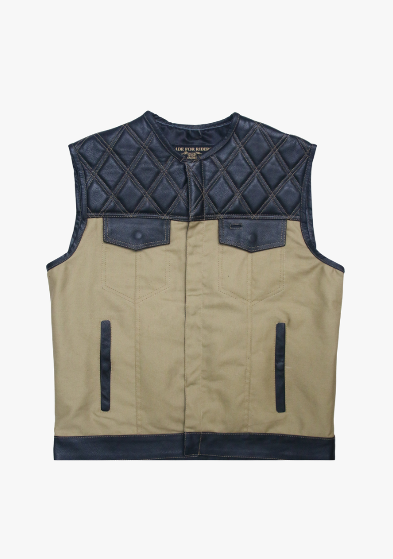 GCL Hybrid Canvas Leather Club Vest w/t Beige Canvas