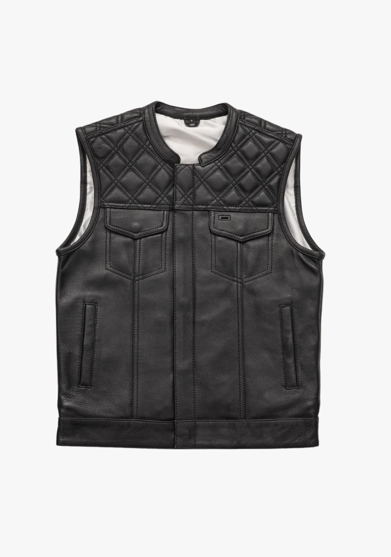 GCL Leather Club Vest w/t Black Hexagon Stitching