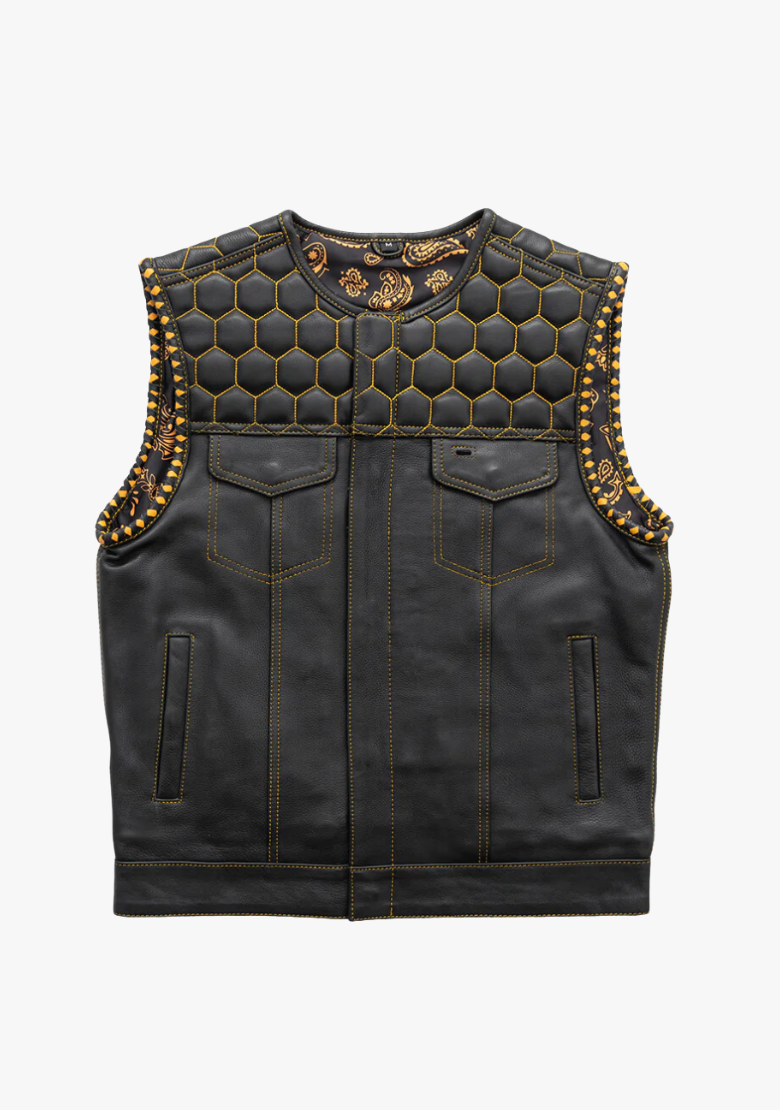 GCL Leather Club Vest w/t Yellow Stitch