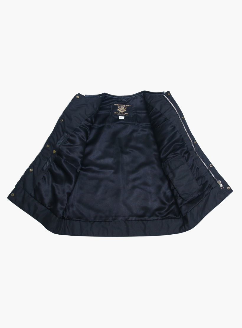 GCL Hybrid Canvas Leather Club Vest w/t Navy Blue Quilted Leather