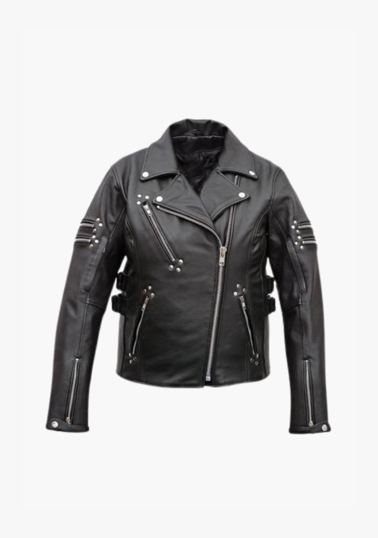 GCL LADIES PREMIUM Zipper Classic LEATHER JACKET WITH SIDE ADJUSTMENTS