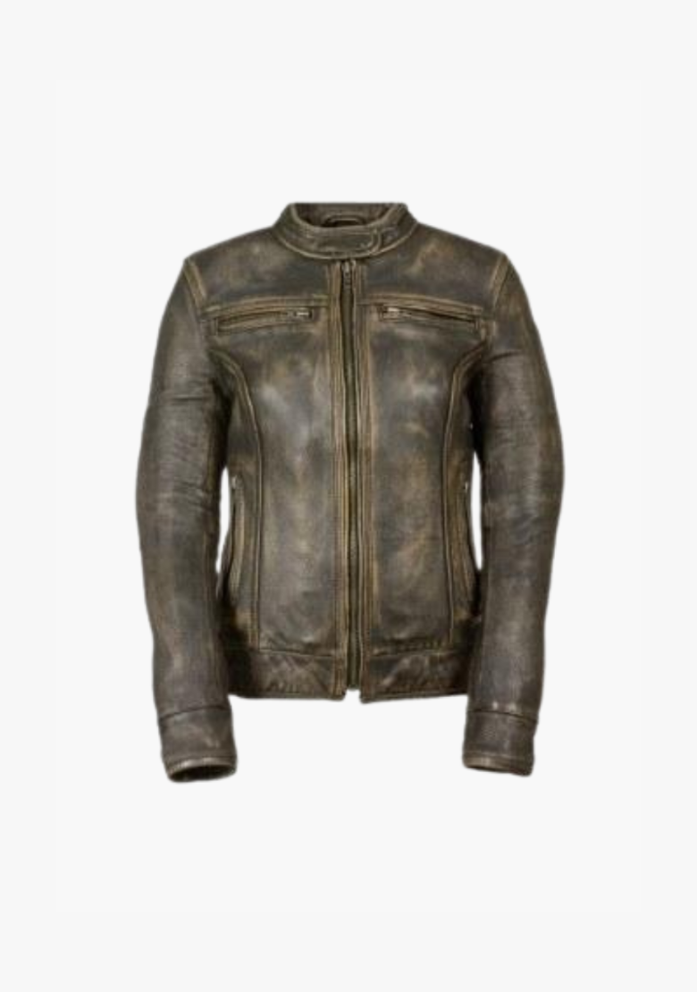 GCL Ladies Distressed Brown Vented Scooter Jacket