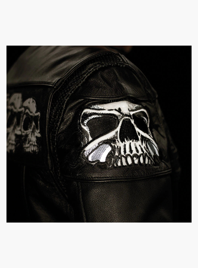 GCL Reflective Skull Premium Cowhide Leather Motorcycle Jacket
