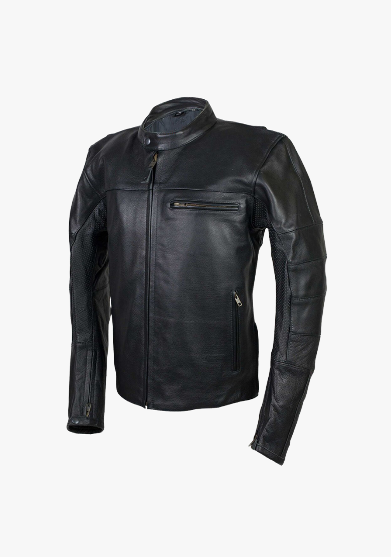 GCL MEN'S LEATHER VENTED Racer JACKET WITH PERFORATED ARM & SHOULDER