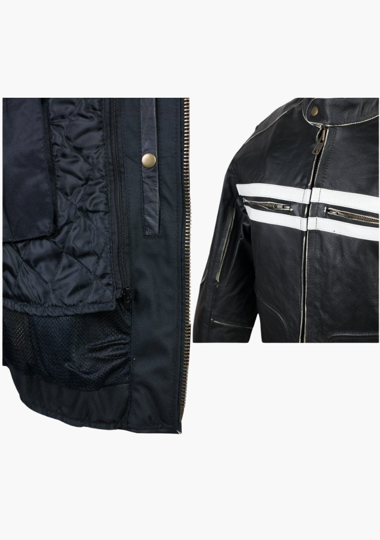 GCL Vintage Cafe Racer Style Motorcycle Leather Jacket