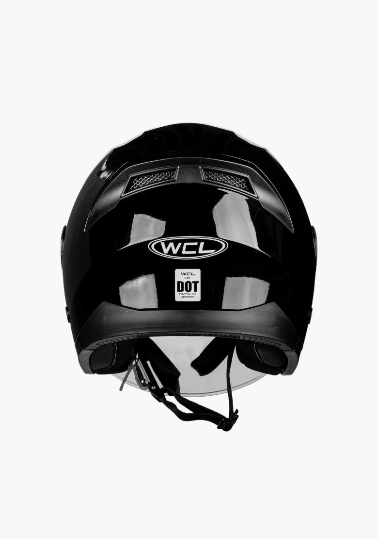 GCL 3/4 W/ Dual Flip Down Faceshields Motorcycle Helmet & Scooter Helmet Gloss Black