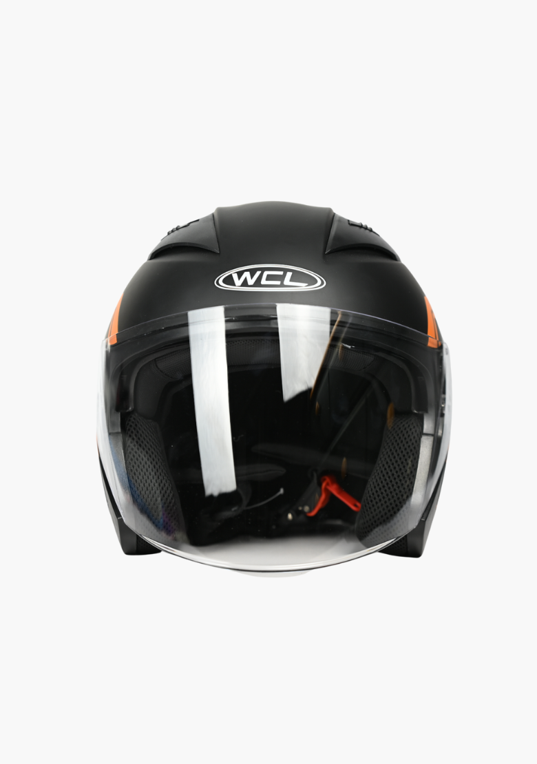 GCL 3/4 W/ Dual Flip Down Faceshields Motorcycle Helmet & Scooter Helmet - Orange Black