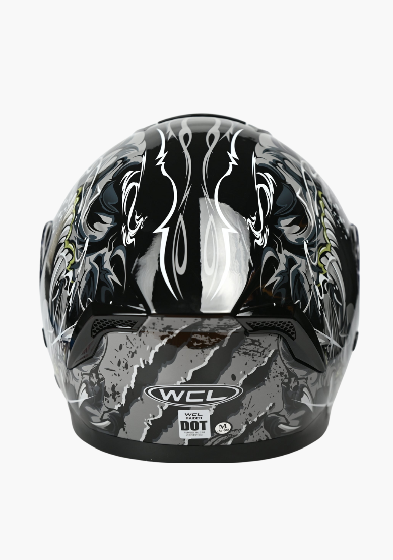 GCL Raider Full Face Motorcycle Helmet - Drop Down Tinted Visor, Quick Release Buckle, AS/NZS and ECE Approved - Grey Black