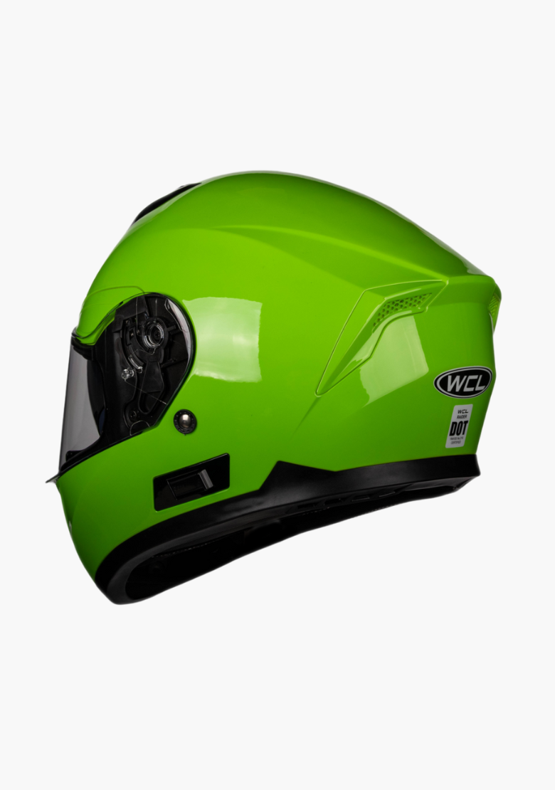 GCL Raider Full Face Motorcycle Helmet - Drop Down Tinted Visor, Quick Release Buckle, AS/NZS and ECE Approved - Lime Green