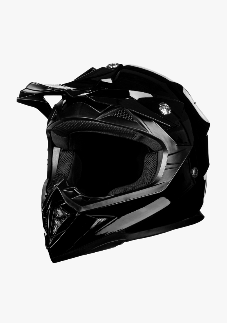 GCL Hawk Motorcycle Helmet & Dirtbike Helmet - Adjustable Sun Visor, Quick Release Buckle, AS/NZS Approved - Gloss Black