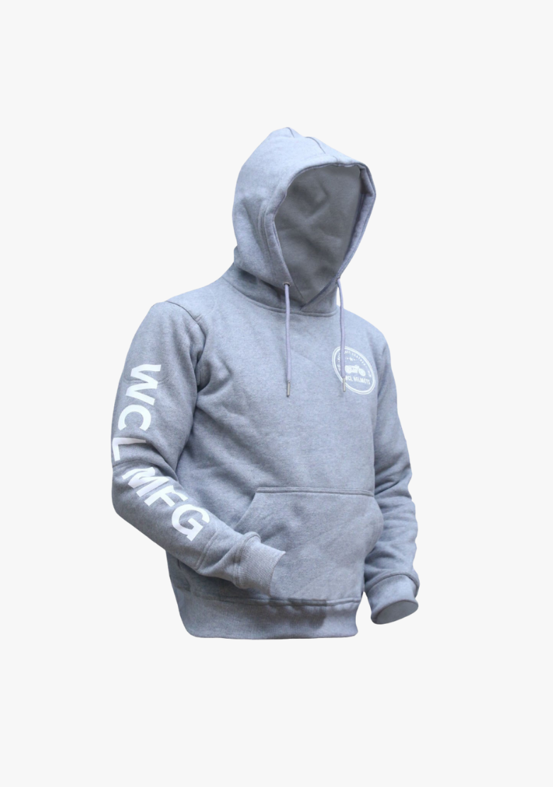 WCL Armoured Kevlar Lined Motorcycle Riding Hoodie w/t CE Level 1 Armor- Grey WCL Helmet