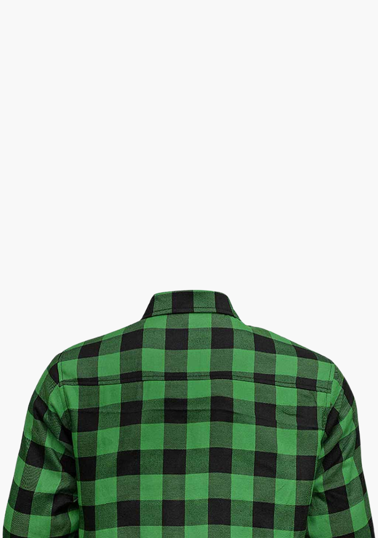 GCL Kevlar Lined Performance Motorcycle Riding Long Sleeve Flannel Shirt  W/T CE Level 1 armor - Dark Green