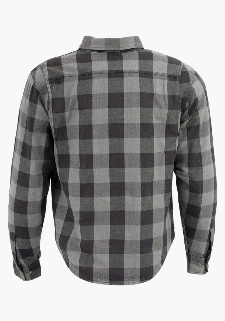 GCL Kevlar Lined Performance Motorcycle Riding Long sleeve Flannel Shirt W/T CE Level 1 armor - Gray