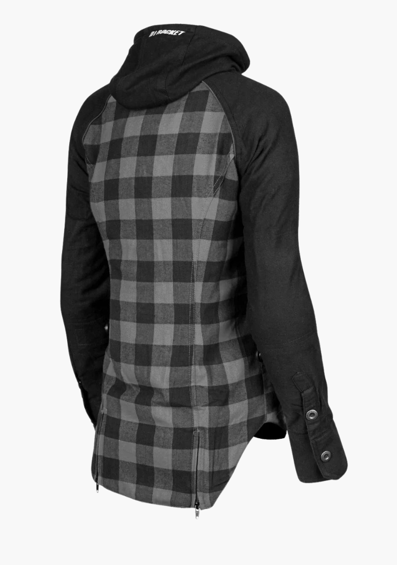 GCL Women's Kevlar Lined Performance Motorcycle Riding Long Sleeve Flannel Shirt  W/T CE Level 1 armor - Grey