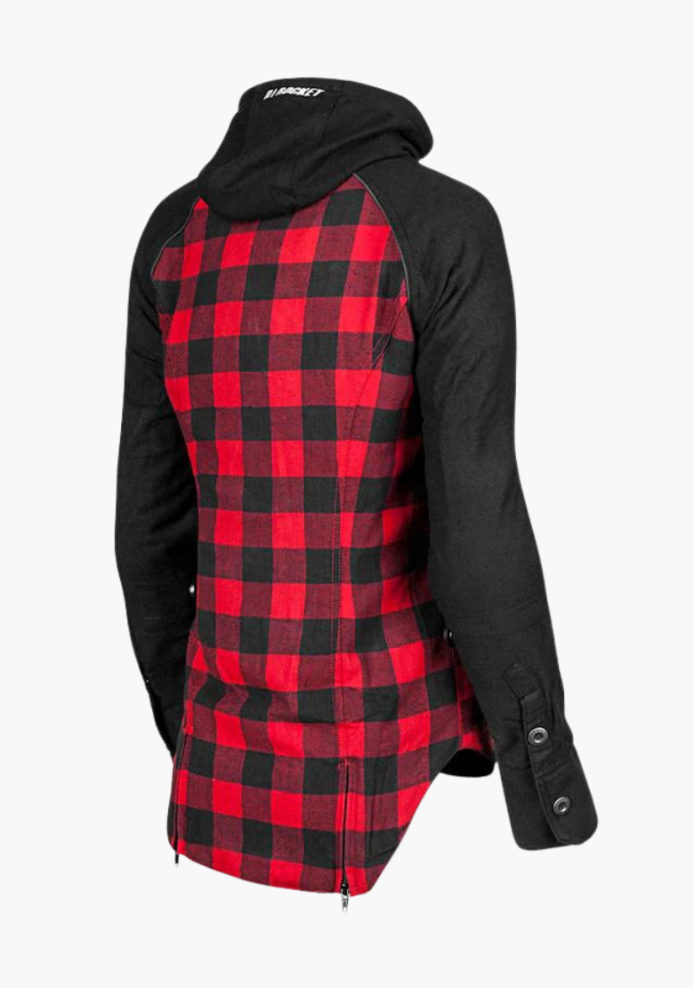 GCL Women's Kevlar Lined Performance Motorcycle Riding Long Sleeve Flannel Shirt  W/T CE Level 1 armor - Red