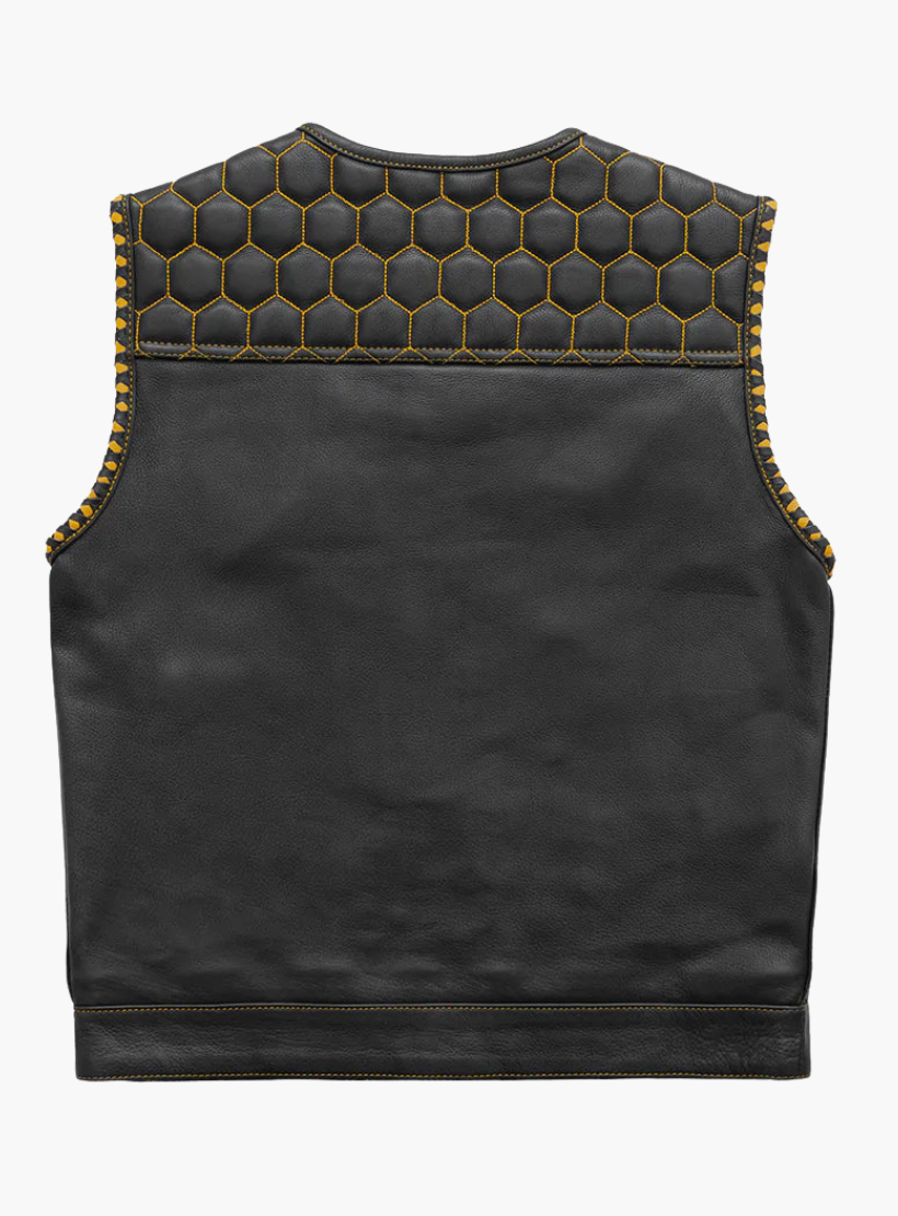 GCL Leather Club Vest w/t Yellow Stitch