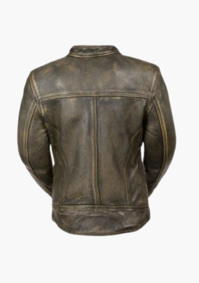GCL Ladies Distressed Brown Vented Scooter Jacket