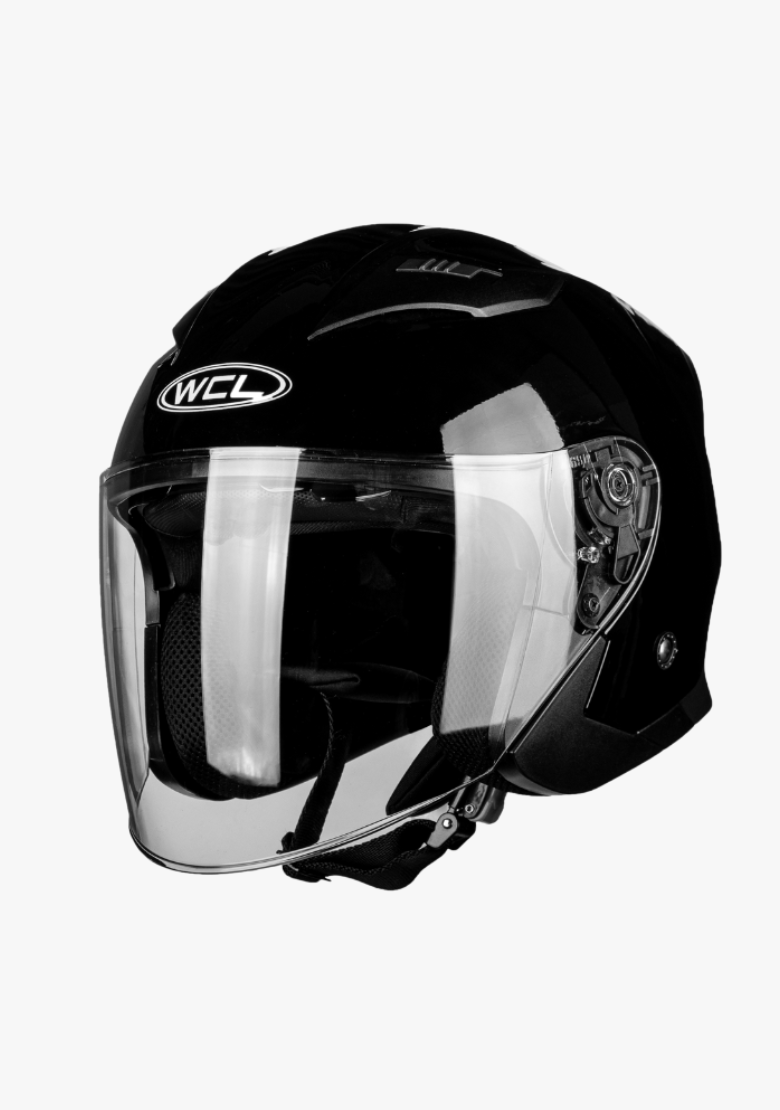 GCL 3/4 W/ Dual Flip Down Faceshields Motorcycle Helmet & Scooter Helmet Gloss Black