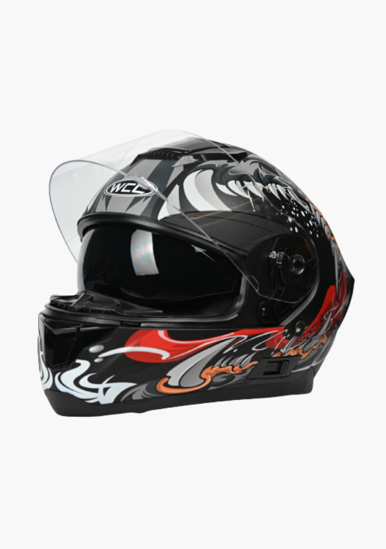 GCL Raider Full Face Motorcycle Helmet - Drop Down Tinted Visor, Quick Release Buckle, AS/NZS and ECE Approved - Matt Red