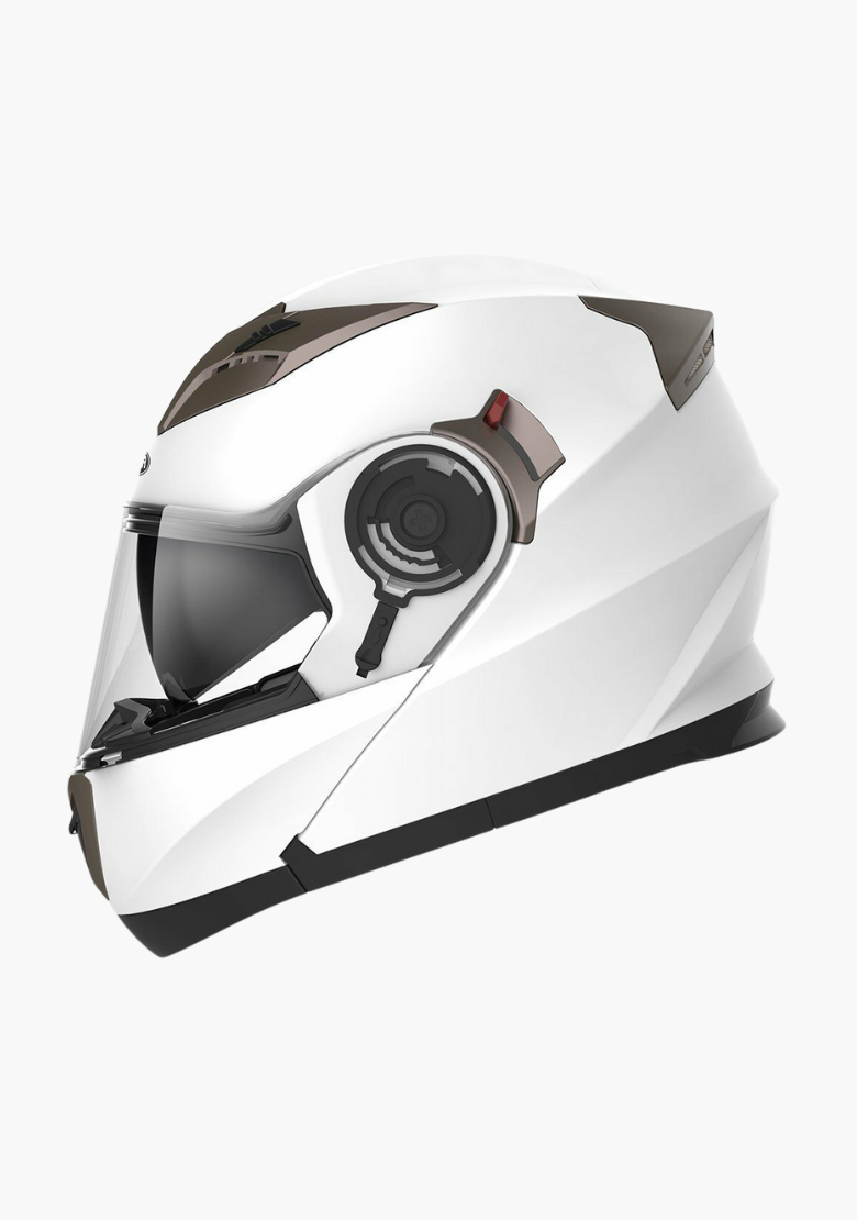 GCL Modular Full Face Motorcycle Helmet with Double Lens Visor - Gloss White