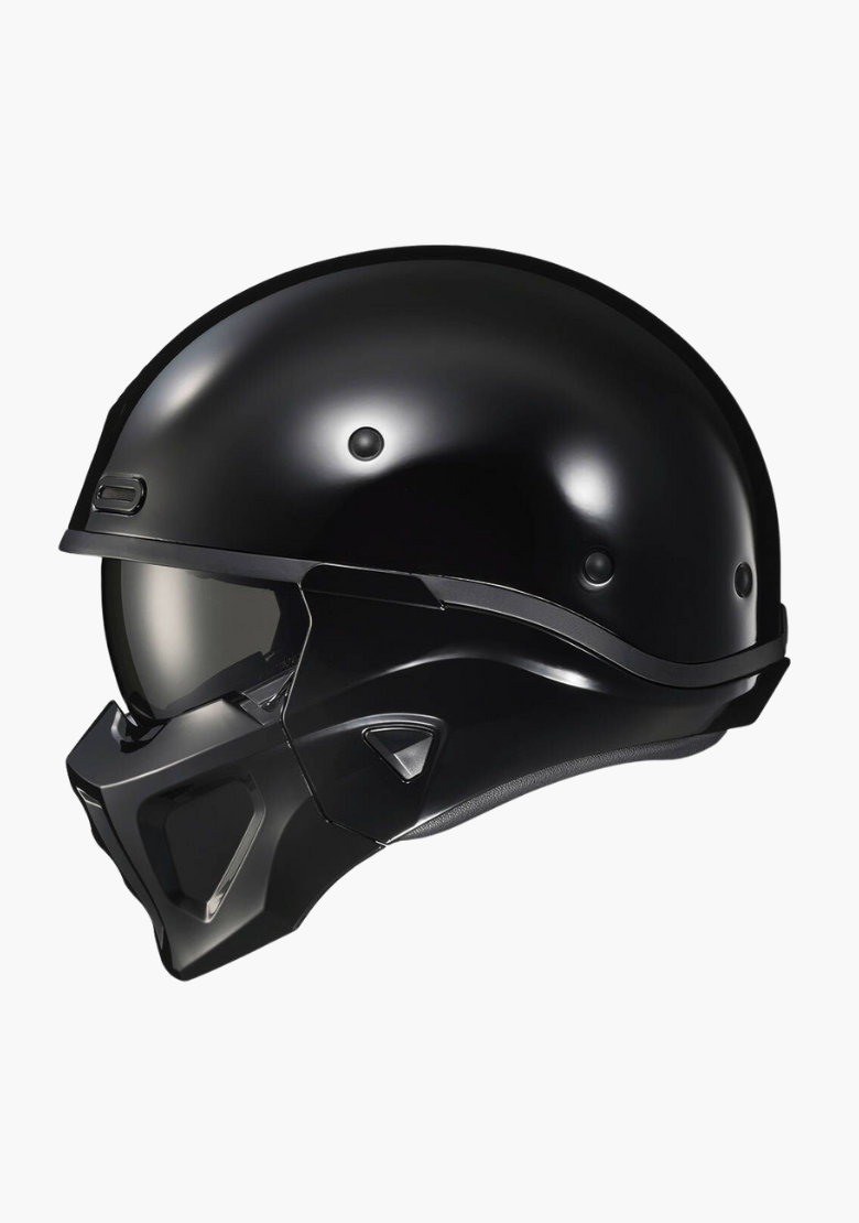 GCL 2 in 1 Striker Helmet with Removable Mask - Drop Down Tinted Visor, Quick Release Buckle, AS/NZS Approved - Glossblack