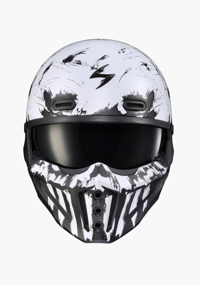 GCL 2 in 1 Striker Helmet with Removable Mask - Drop Down Tinted Visor, Quick Release Buckle, AS/NZS Approved - Skull