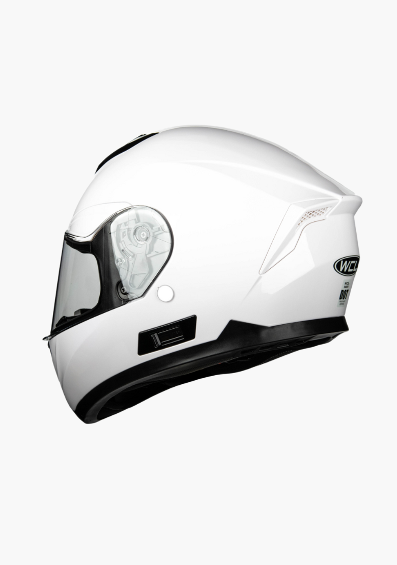 GCL Raider Full Face Motorcycle Helmet - Drop Down Tinted Visor, Quick Release Buckle, AS/NZS and ECE Approved - White