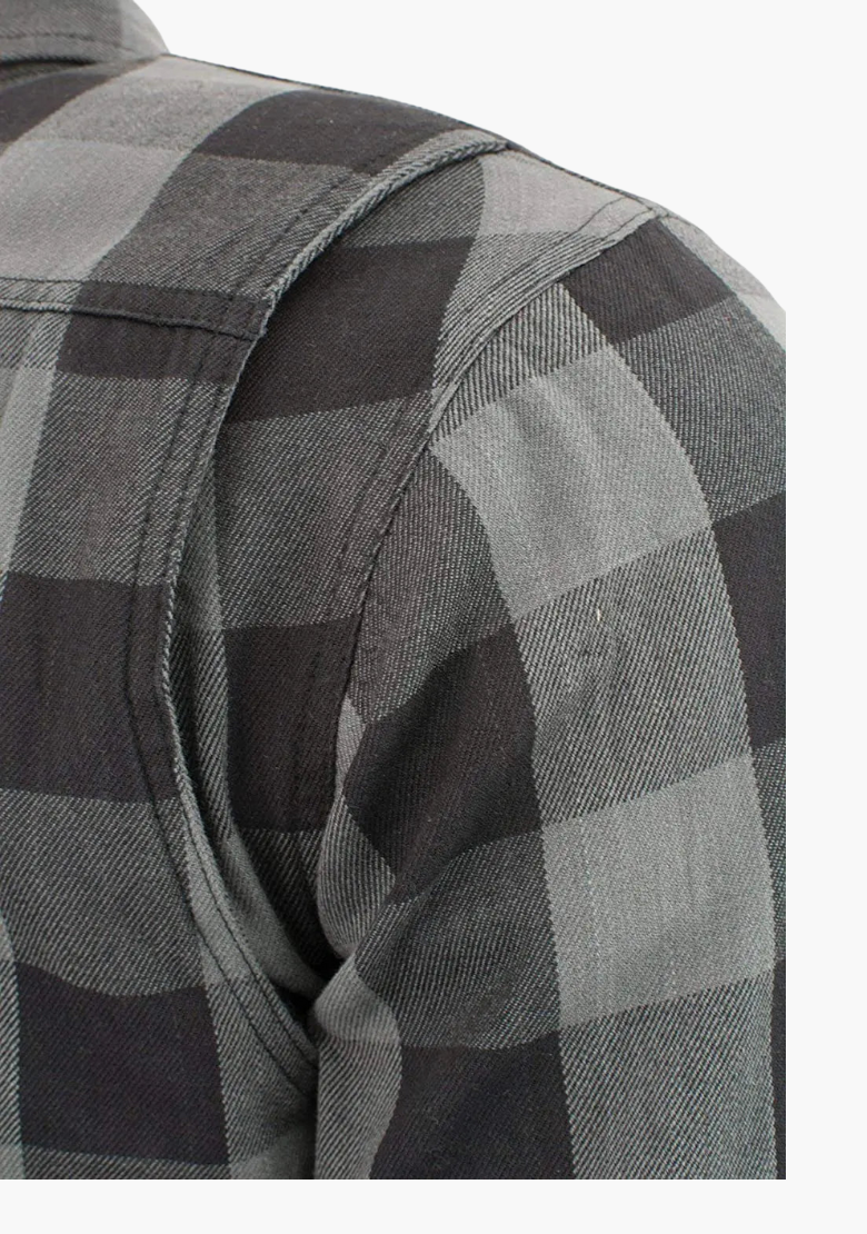 GCL Kevlar Lined Performance Motorcycle Riding Long sleeve Flannel Shirt W/T CE Level 1 armor - Gray
