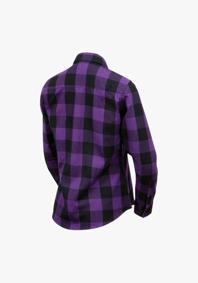 GCL Women's Kevlar Lined Performance Motorcycle Riding Long Sleeve Flannel Shirt  W/T CE Level 1 armor - Purple
