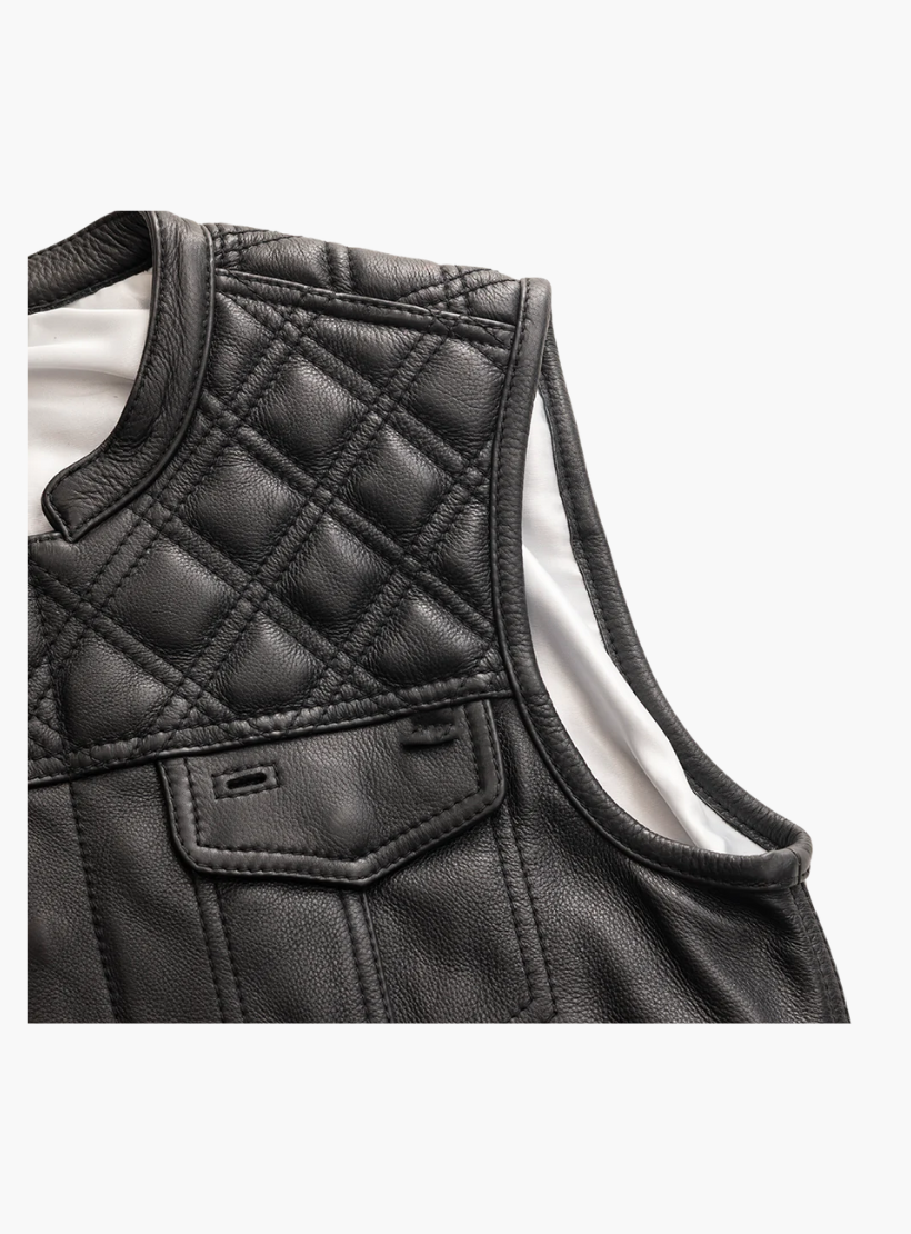 GCL Leather Club Vest w/t Black Hexagon Stitching