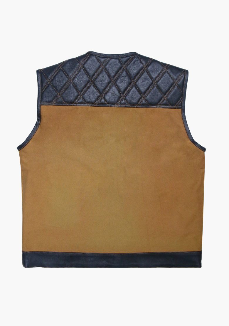 GCL Hybrid Canvas Leather Club Vest w/t Brown Quilted Leather