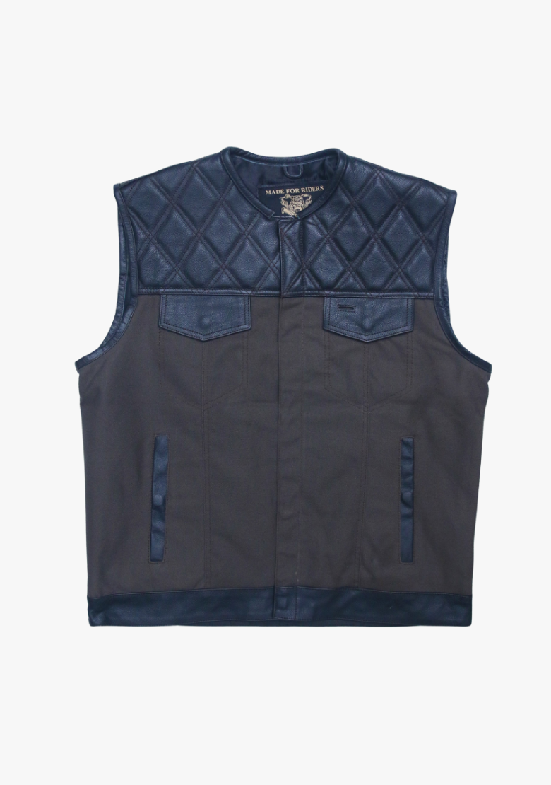 GCL Hybrid Canvas Leather Club Vest w/t Military Dark Brown Canvas