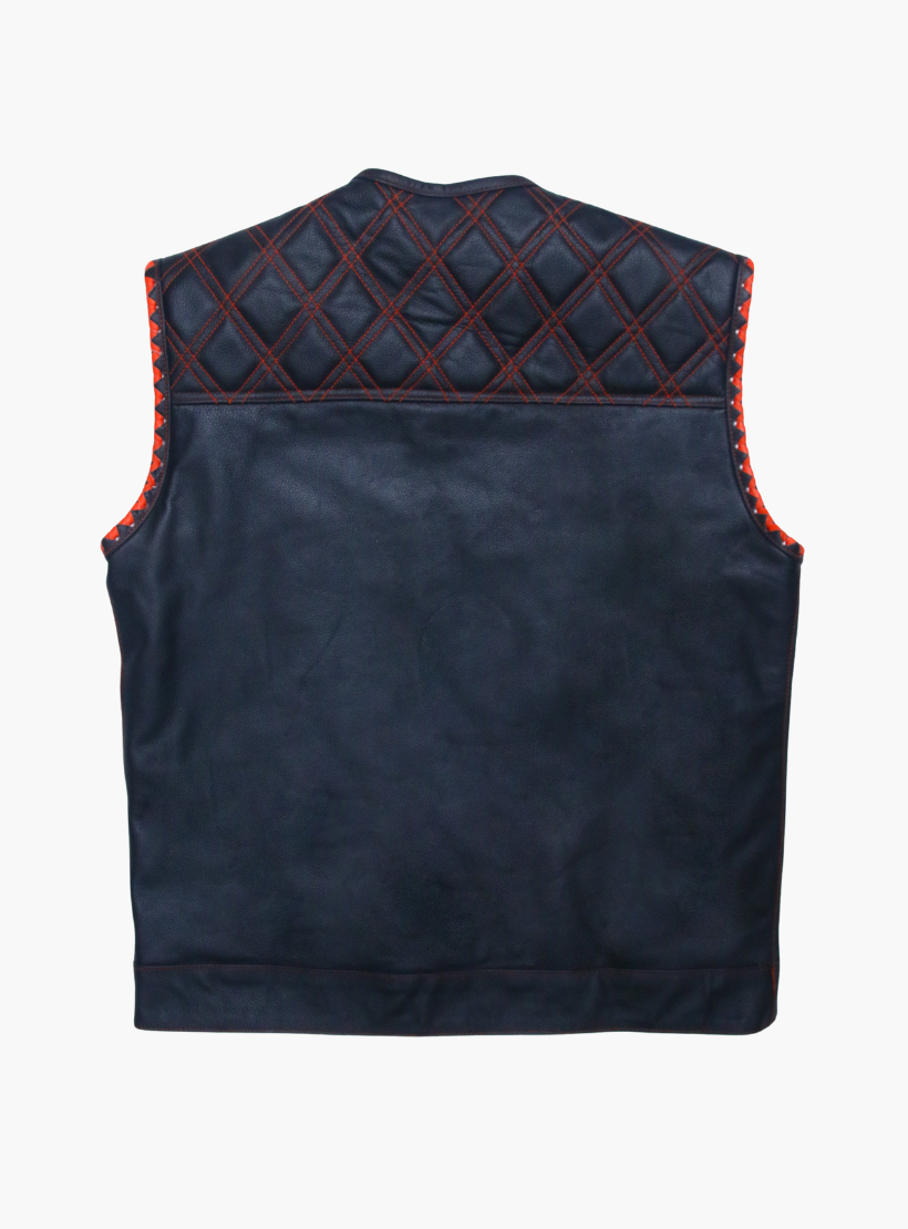 GCL Leather Club Vest w/t Red Lace Shoulder Stitching