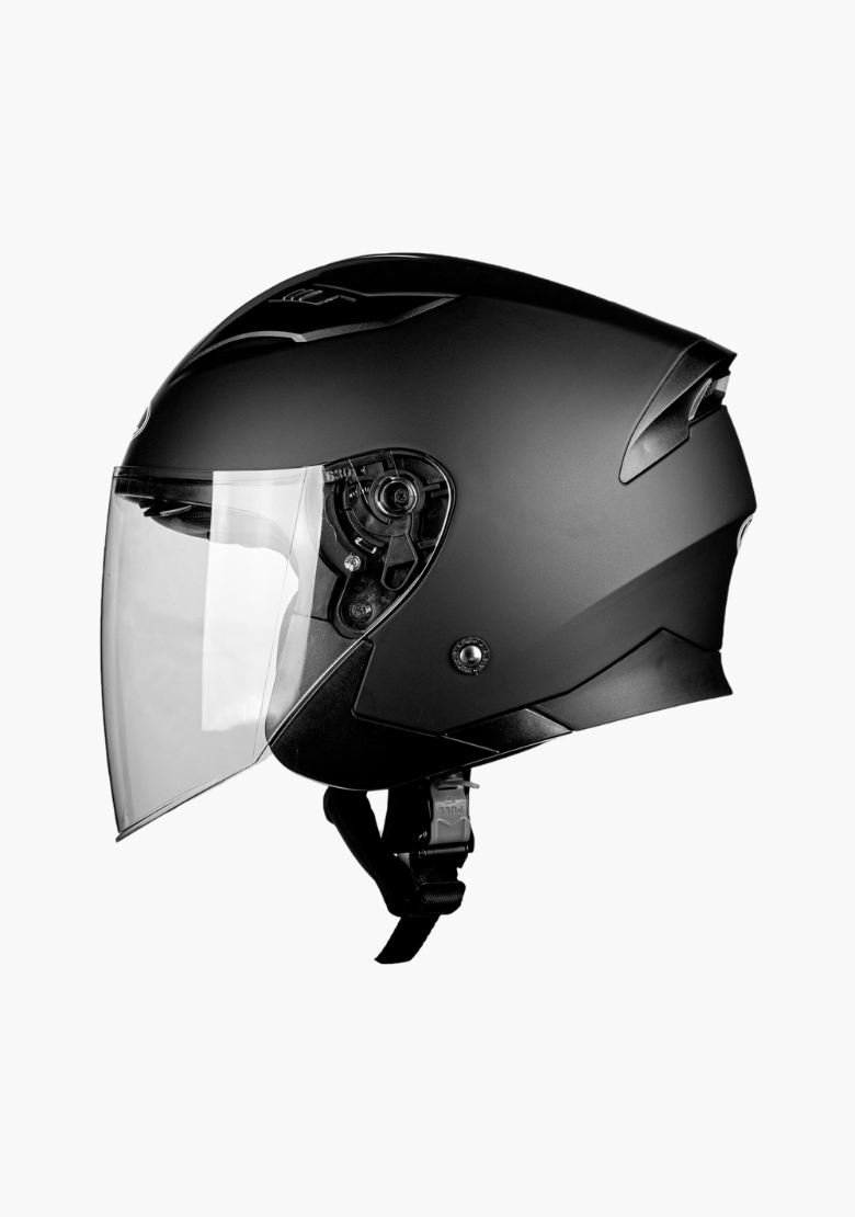 GCL 3/4 W/ Dual Flip Down Faceshields Motorcycle Helmet & Scooter Helmet Matt Black