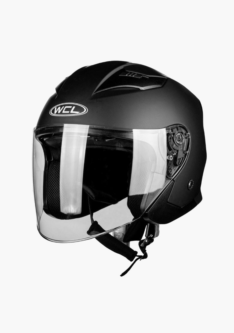 GCL 3/4 W/ Dual Flip Down Faceshields Motorcycle Helmet & Scooter Helmet Matt Black