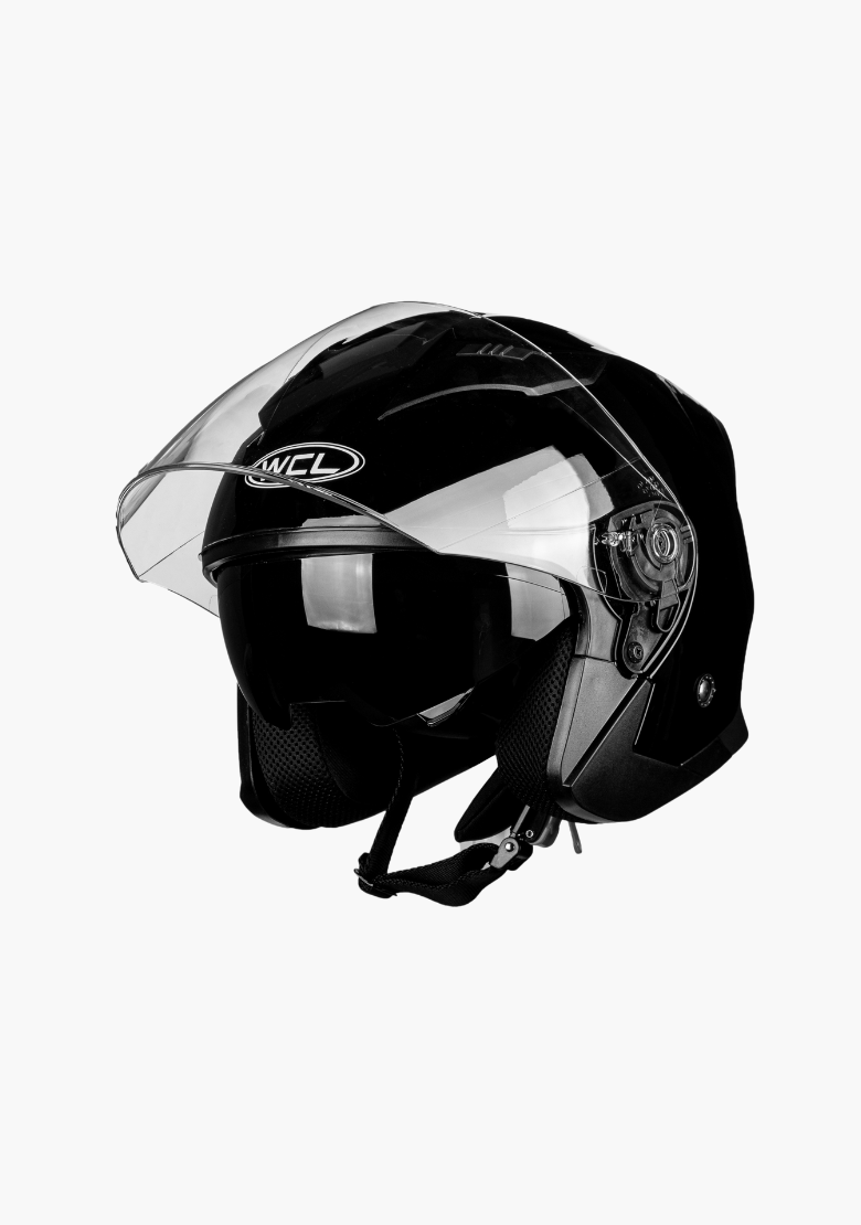 GCL 3/4 W/ Dual Flip Down Faceshields Motorcycle Helmet & Scooter Helmet Gloss Black