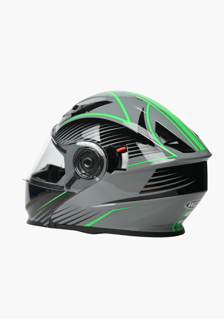 GCL Modular Full Face Motorcycle Helmet AS/NZS Certified with Double Lens Visor - Green Black
