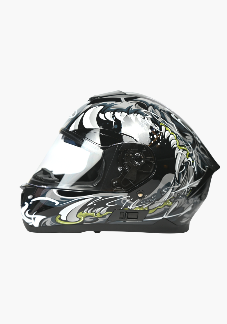 GCL Raider Full Face Motorcycle Helmet - Drop Down Tinted Visor, Quick Release Buckle, AS/NZS and ECE Approved - Grey Black