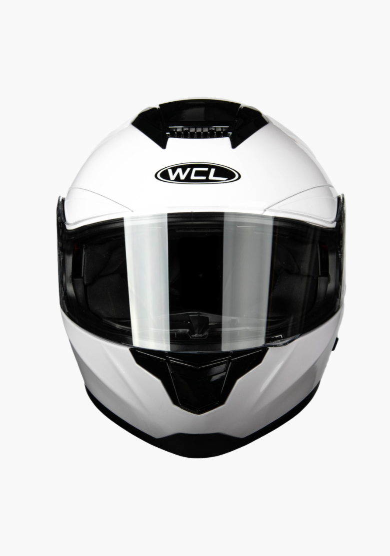 GCL Raider Full Face Motorcycle Helmet - Drop Down Tinted Visor, Quick Release Buckle, AS/NZS and ECE Approved - White