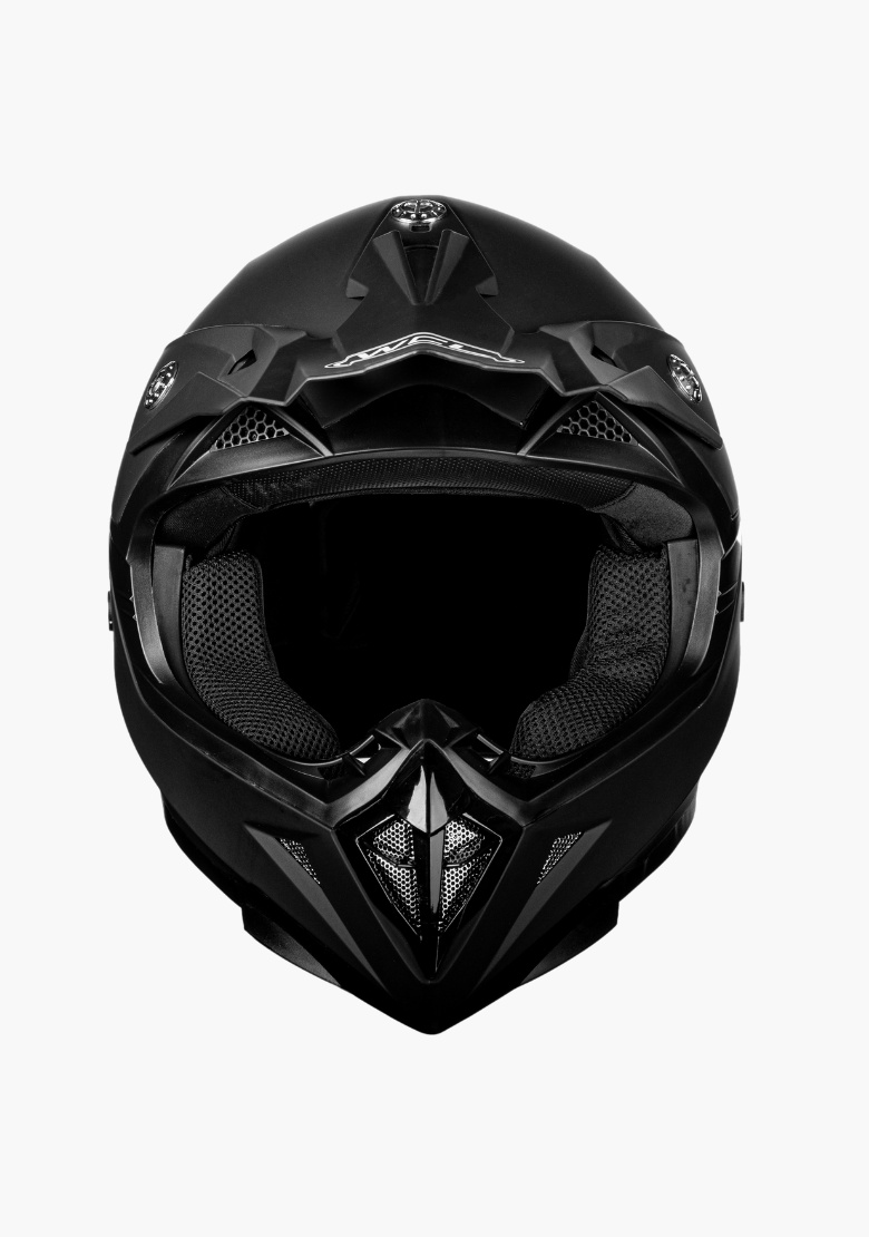 GCL Hawk Motorcycle Helmet & Dirtbike Helmet - Adjustable Sun Visor, Quick Release Buckle, AS/NZS Approved - Flat Black